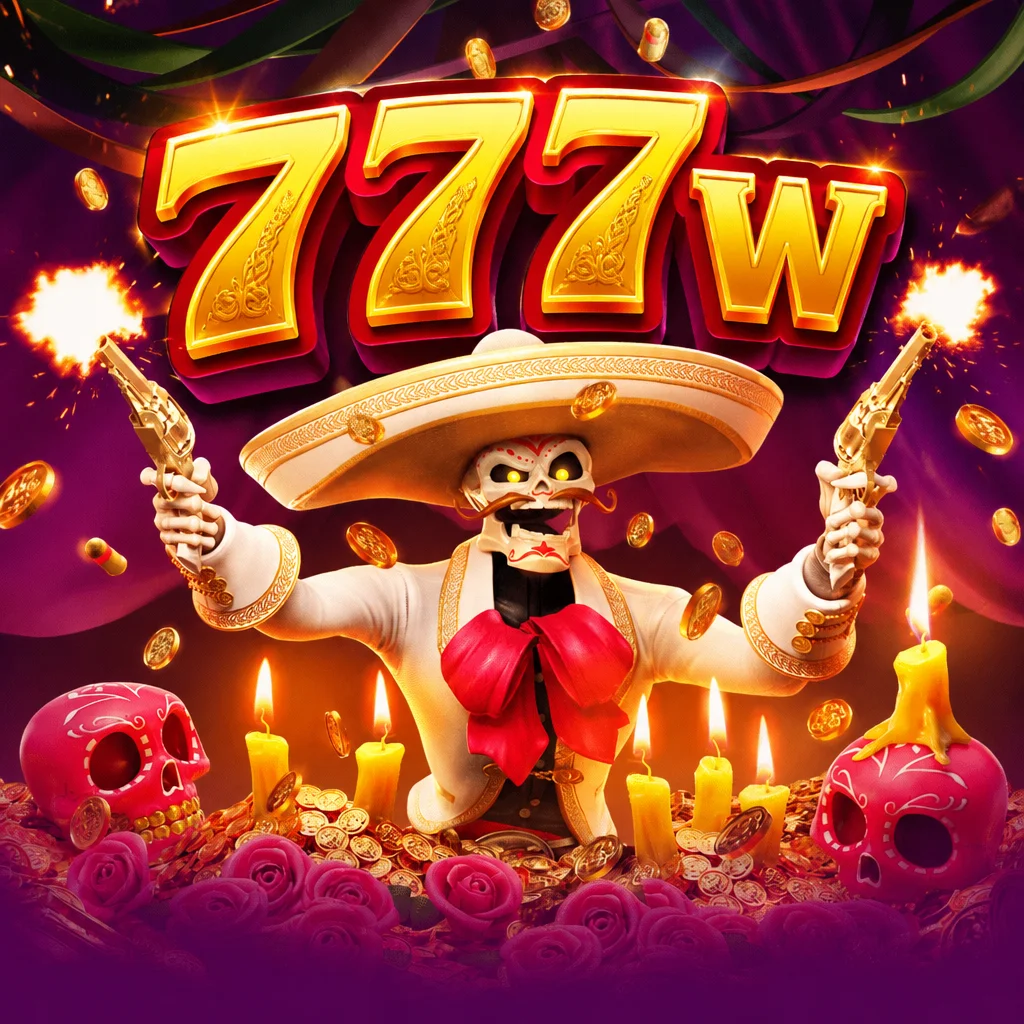 Karakter tengkorak bertopi mariachi khas tema Meksiko dari permainan Wild Bandito pada platform 777w